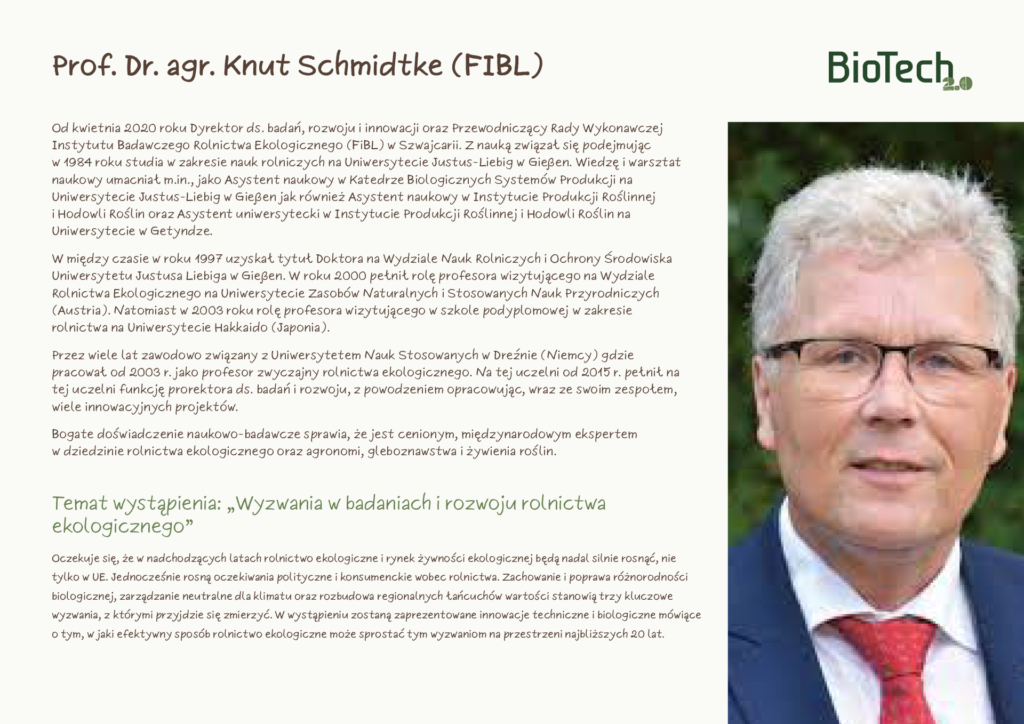 Prof. dr agr. Knut Schmidtke (FIBL)