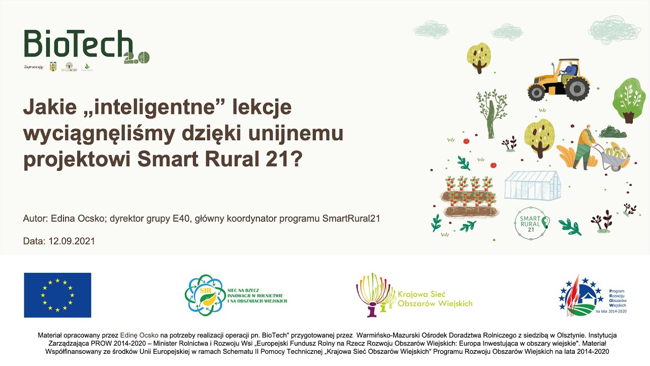 BIOTECH 2.0 22Jakie Inteligentne lekcje wyciągnęliśmy dzięki unijnemu projektowi Smart Rural 2122